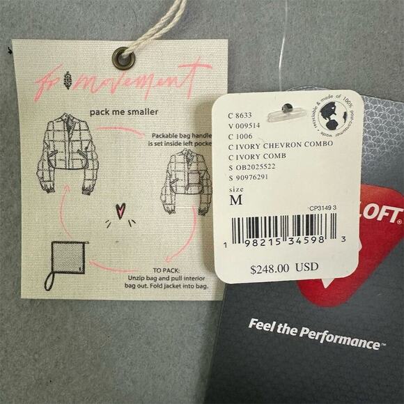 FP Movement x Hatch Puffer Jacket Women Maternity Sz Medium Ivory NEW $248 - Picture 3 of 16